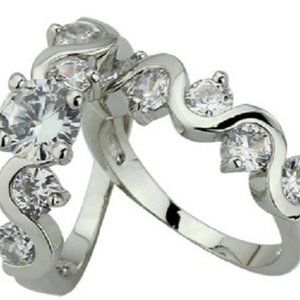 Brilliant 1.90 Ctw Created Diamond CZ Engagement 2 Pcs Ring Set Size 6